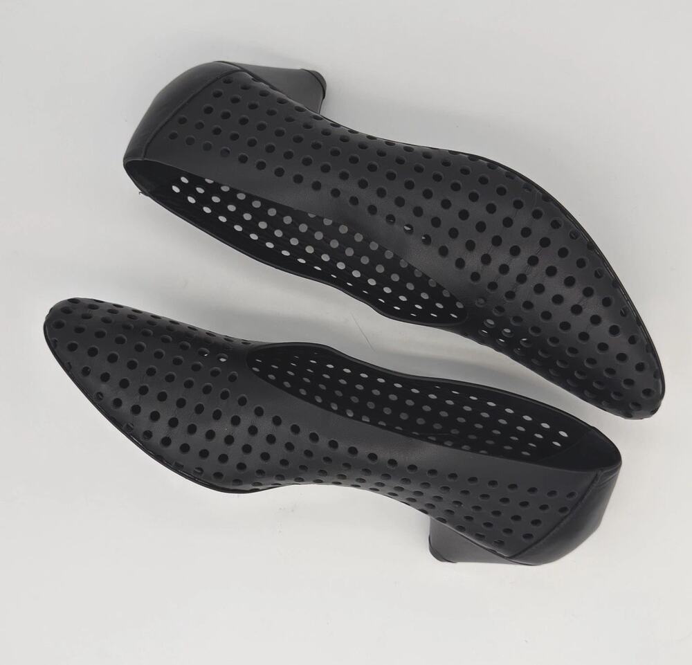 Proenza Schouler Size 39 Black Perforated Laser Cut Leather Cone Heel Pumps